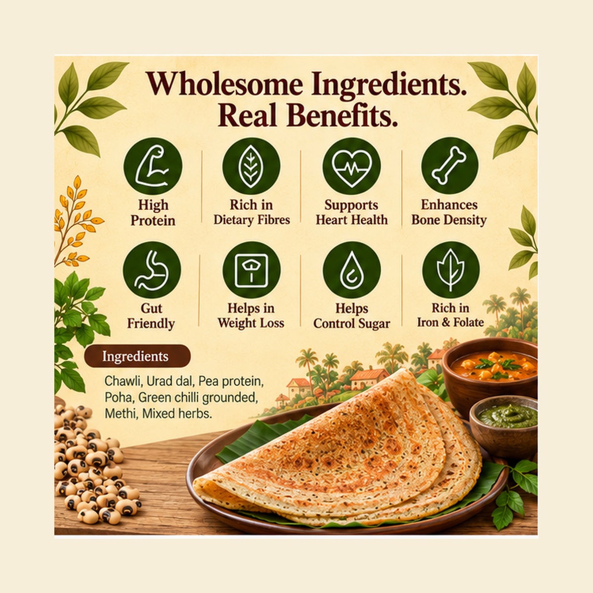 High Protein Chawli Dosa Mix
