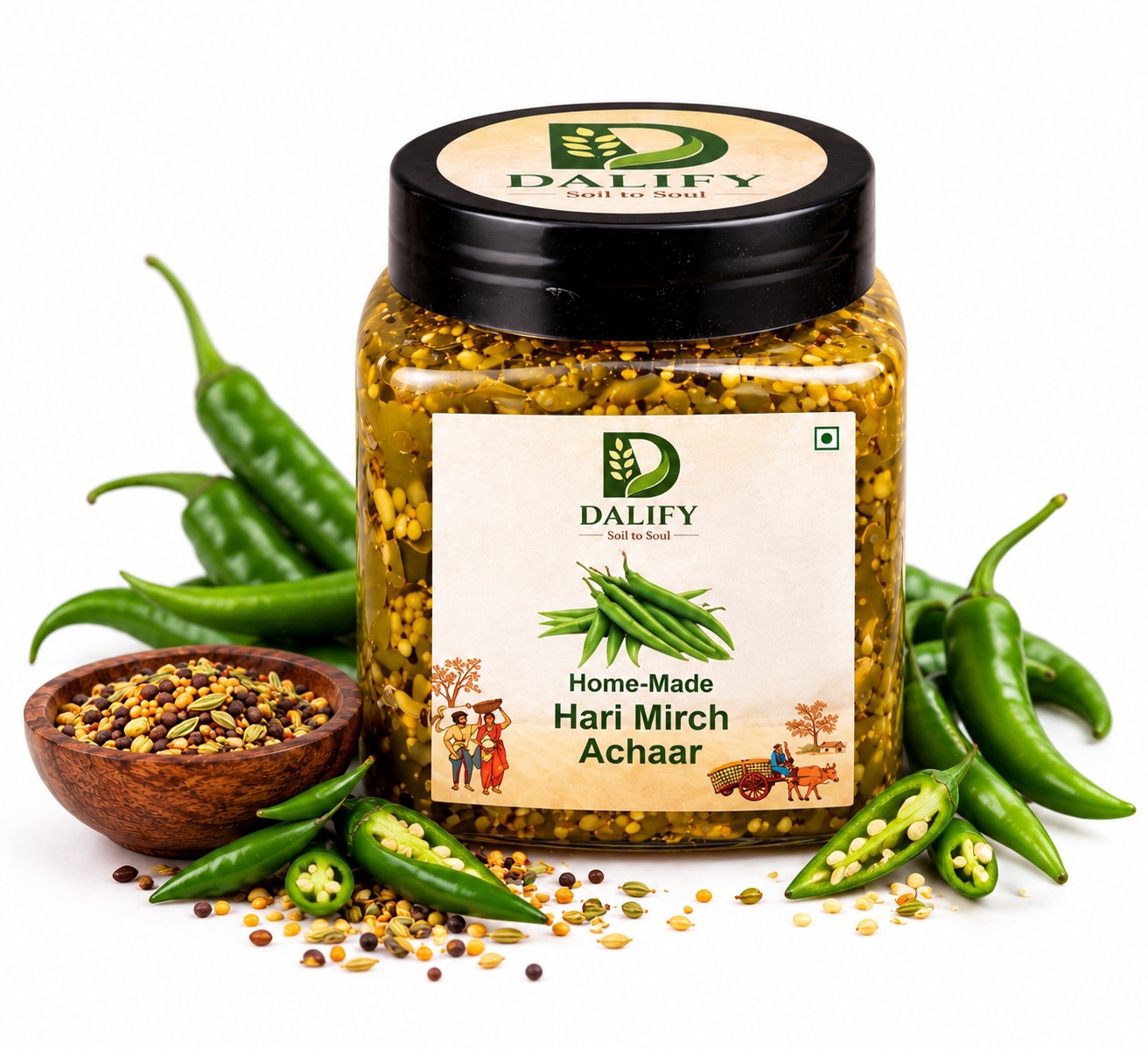 Hari Mirch Aachar (Green Chilli Pickle)