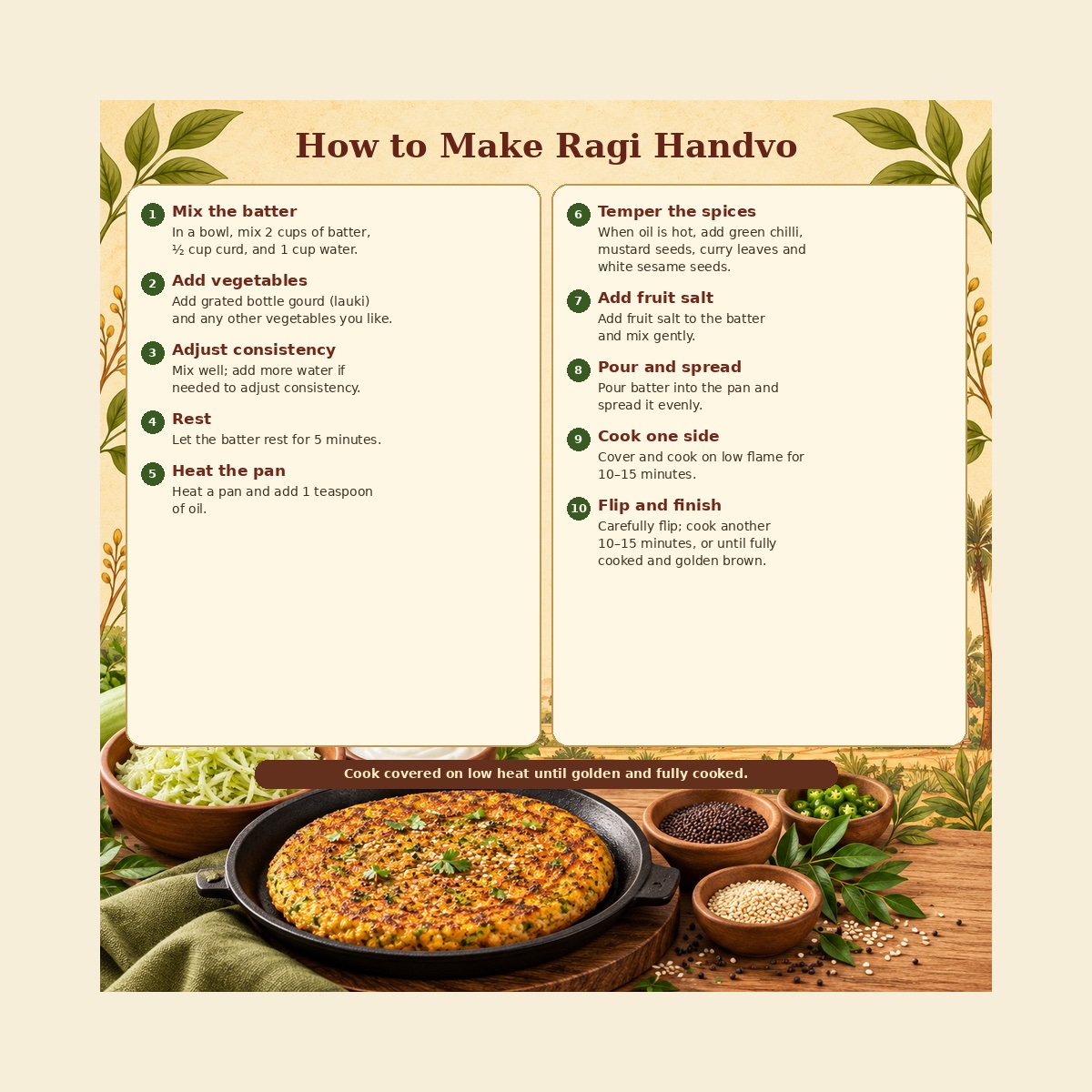 Gluten Free Ragi Handvo High Protein